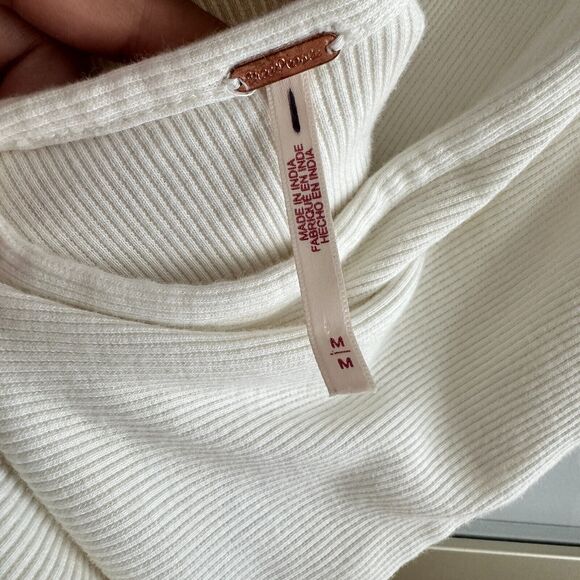 Free People Dylan Midi Dress Womens Medium Boho Poplin Knit Open Back Peasant - Picture 10 of 13